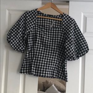 Ann Taylor puff sleeve, square neck top